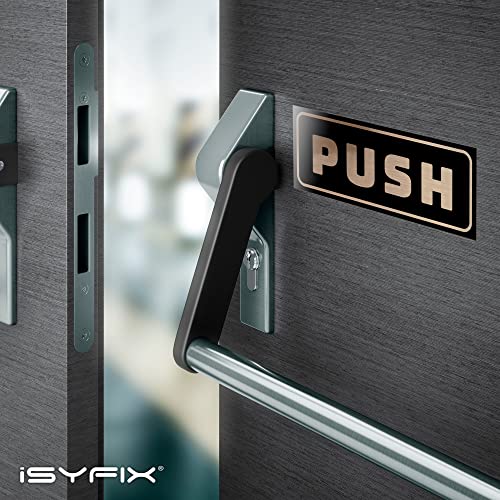 iSYFIX Push Pull Stickers Sign, 5x2 Inch, 2 Pack, Brushed Gold/Black - color: Brushed Gold / Black, size: Horizontal 2x5