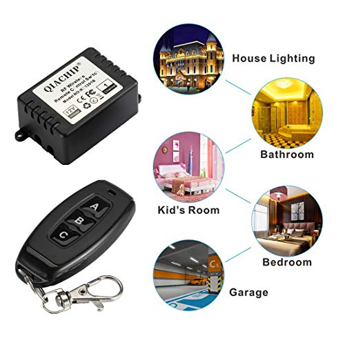 QIACHIP DC 12V 1CH 433Mhz RF Wireless Relay Remote Control Light Momentary Switch Transmitter with Receiver (3 Relays) - color: KR1201B_3