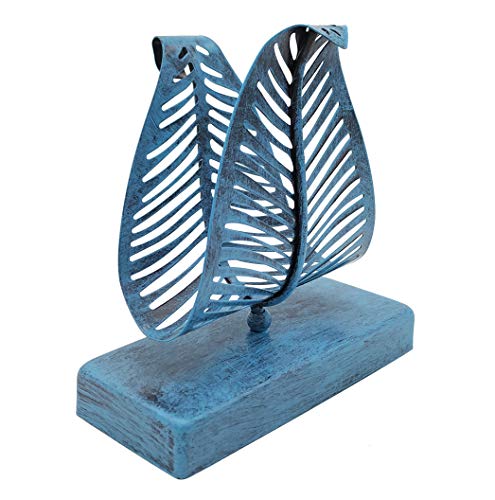 OwlGift Freestanding Modern Napkin Holder with Leaf Design, Tabletop Tissue Dispenser, Napkin Storage Organizer – Turquoise - color: Turquoise