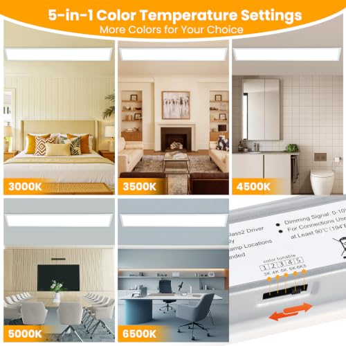 1 Pack 1x4 LED Flat Panel Light, 5CCT Selectable,0-10V Dimmable, 5200LM/40W - color: 1 Pack, size: 1-foot X 4-foot