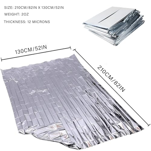 Emergency Foil Blanket Survival Thermal Mylar Reflective Blankets - color: Silver (6 Pack)