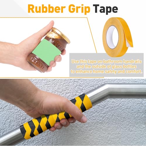 uxcell 2Pcs Rubber Grip Tape, 1"x33 ft Non-Slip Tape with Grip Tape, Yellow - color: Yellow, size: 1 in x 33 ft