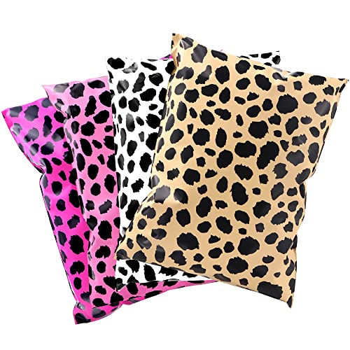 10x13 Inch Poly Mailers, 4 Colors Leopard Mix, 100 Pack Self Sealing - color: 4 Color Mix