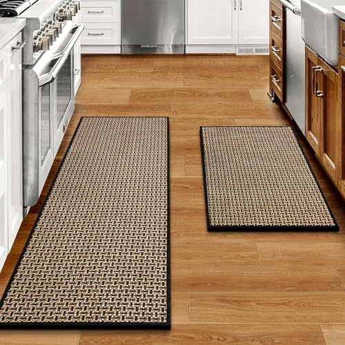 eqivei Kitchen Rugs Non Slip Washable 2-Piece Kitchen Mats for Floor, Black - color: Black