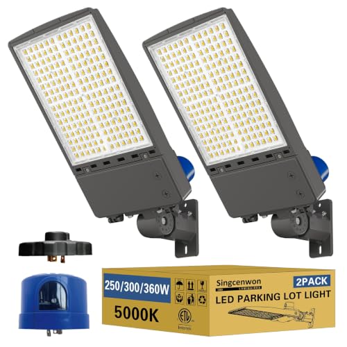 360W LED Parking Lot Light 2Pack: 250W/300W/360W Selectable, Shoebox Light