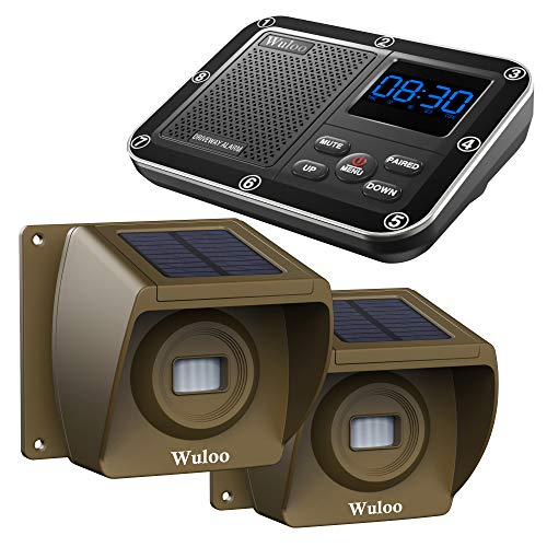 Solar Driveway Alarm Wireless Outside 1800ft Range, Outdoor Motion Sensor & Detector Driveway Alert System with Rechargeable Battery/Weatherproof/Mute Mode(1&2-Brown) - color: 1 receiver&2 sensors
