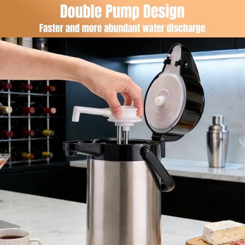 Coffee Carafe, 102 fl oz/3 L Airpot Coffee Dispenser with Pump - color: 3L-Stainless Steel Color