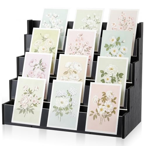 Yuntau 4 Tier Greeting Card Display Stand, Black - color: Black, size: 4 Tier
