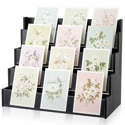 Yuntau 4 Tier Greeting Card Display Stand, Black - color: Black, size: 4 Tier