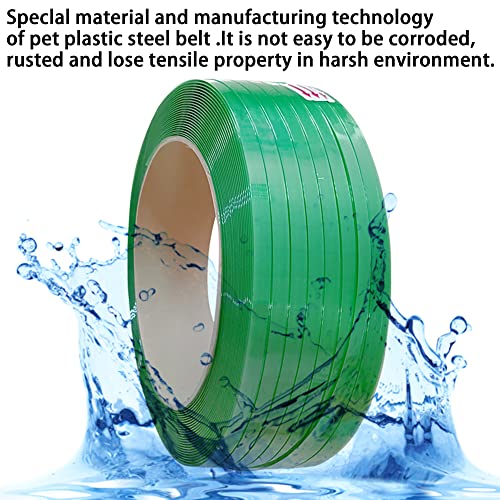 5/8" x.034 x1000ft Polyester (PET) Strapping Roll Pallet Packaging Poly Banding Plastic Packing Rope Green 1450lbs Break Strength - size: 5/8”x1000’