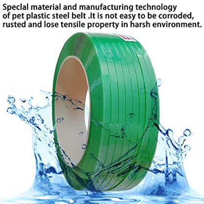5/8" x.034 x1000ft Polyester (PET) Strapping Roll Pallet Packaging Poly Banding Plastic Packing Rope Green 1450lbs Break Strength - size: 5/8”x1000’