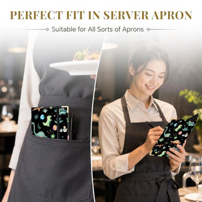 Server Book,7 Pocket Zipper Organizer,Server Books for Waitress - color: Dinosaur