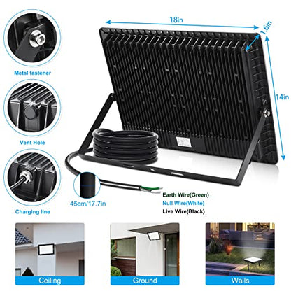 500W 2pack LED Flood Light Outdoor,(2750W Equivalent)Super Bright 58,500LM Daylight 5000K IP66 Waterproof Security LED Arena Lights,Commercial Lighting Floodlight for Backyard|Court|Stadium|Fields - color: 500w 2pack Led Flood Light