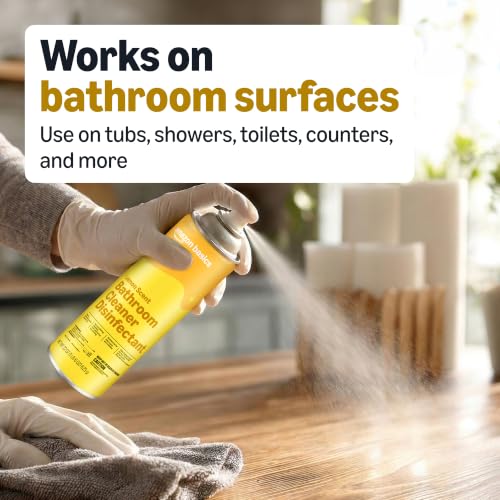 Amazon Basics Bathroom Cleaner Disinfectant, Foaming Action, Lemon Scent, 22 Oz, Pack Of 2