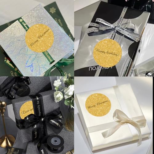 3" Holographic Direct Thermal Label Stickers, Round Printable Rainbow Glitter Thermal Printer Sticker Labels for Gift Wrapping, Self-Adhesive DIY Custom Logo Design- Shiny Gold - color: Holographic Shiny Gold, size: 3 inch