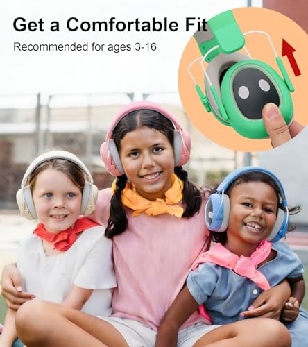Ear protection for kids, 30dB SNR, 5.5 oz, Lightweight Adjustable - color: Green