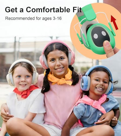 Ear protection for kids, 30dB SNR, 5.5 oz, Lightweight Adjustable - color: Green