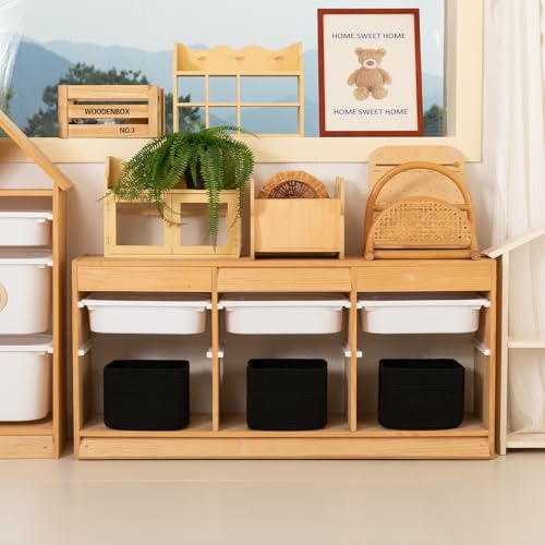 OIAHOMY 3 PACK Cube Storage Bins Storage Baskets Shelf Bins Black - color: Black