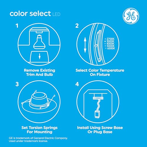 GE LED Recessed Downlight Fixture, RS6 Indoor Floodlight, Multi Color (6pk) - style: 850 Lumens