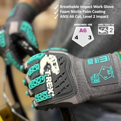 MAGID T-REX Impact Work Gloves - ANSI A6 Cut Resistant, TRX463, 6 Pairs - size: 8/Medium, style: 6 Pair