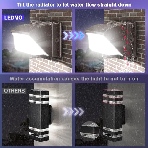 ledmo LED Wall Pack Lights Repalces 800W HPS/HID Light 4 Pack 15600LM Outdoor Commercial Lighting Fixture 120W Waterproof Wall Mount Security Lighting 5000K - size: 4 Pack Non Photocell
