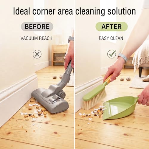 Dust Pan and Brush - Hand Broom Dustpan Set, Broom with Dustpan Como Set, Dustpan and Brush Set for Pet, Car, Dorm, Comping (Green) - color: Green