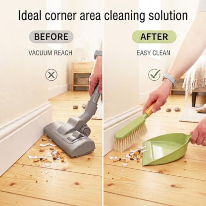 Dust Pan and Brush - Hand Broom Dustpan Set, Broom with Dustpan Como Set, Dustpan and Brush Set for Pet, Car, Dorm, Comping (Green) - color: Green