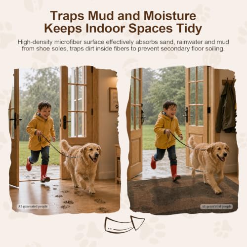 BSICPRO Dog Door Mat 35"x59", Teddy Brown Dirt Trapping Mud Mat - color: Teddy Brown, size: 35"x59"