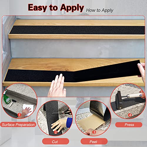 S&X Anti Slip Tape 1.5in x 60ft Grip Tape for Stairs & Floors, Black - size: 1.5 inches x 60 feet