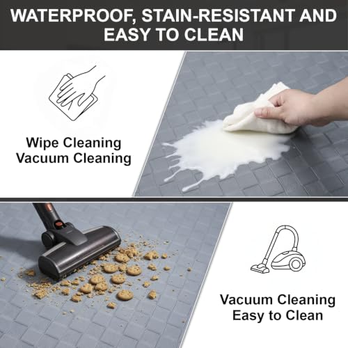 Kitchen Mats and Rugs Cushioned Anti-Fatigue, 35.4" x 59.1", Gray - color: Grey, size: 59.1"L x 35.4"W x 0.4"Th