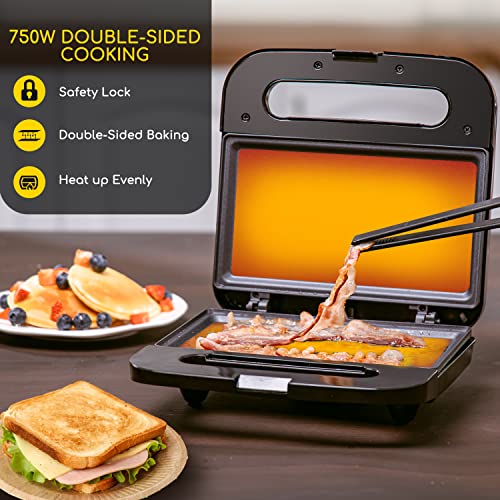 Aigostar Sandwich Maker, Non-Stick Panini Press Sandwich Maker