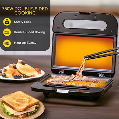 Aigostar Sandwich Maker, Non-Stick Panini Press Sandwich Maker