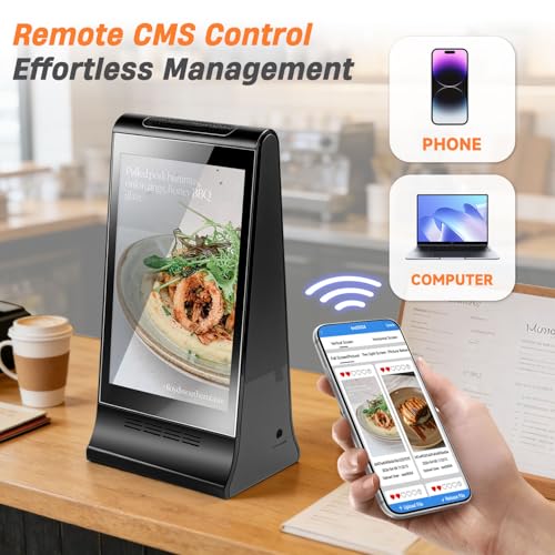 WeADS Digital Signage with Dual-Sided 8" Interactive LCD Screen,Android 11 Tabletop Advertising Player with Wi-Fi & 23200mAh Extended Battery Life for Business