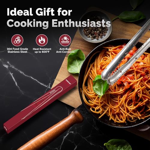 Precise Serrated Non-Slip Tips Cooking Tongs 2 Set (9.5" & 11.5") - size: 9.5"+11.5"