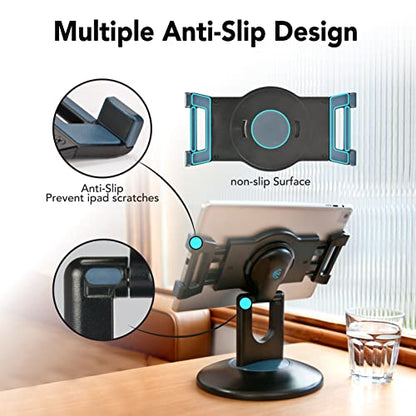 EHO Tablet Kiosk Stand, 360° Rotating Commercial Tablet Stand, Retail Kiosk, 6"-13" (Screens) Adapter Universal Holder for iPad, Air, Mini, Microsoft Surface, Most Tablets - Black - color: Black