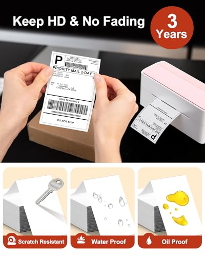 Phomemo 4x6 Thermal Shipping Labels Compatible with JADENS, MUNBYN, Nelko - color: White, size: 4x6*1000