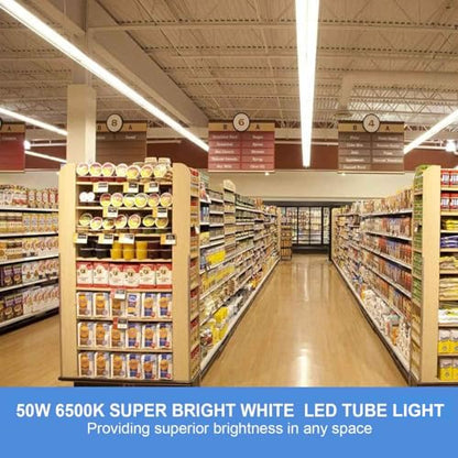 10Pack 4FT LED Shop Light - 50W 8000LM 6500K Linkable Clear Cover T8 LED Tube Light for Workshop, Warehouse, Basement - Plug and Play