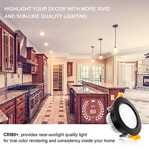 3 Inch LED Recessed Lighting, Dimmable Downlight 5W (40W Halogen Equivalent), CRI 80, 2700K Ultra Warm White Ceiling Light with LED Driver (4 Pack) - color: 2700k (Ultra Warm White), size: Black-3Inch-4Pack