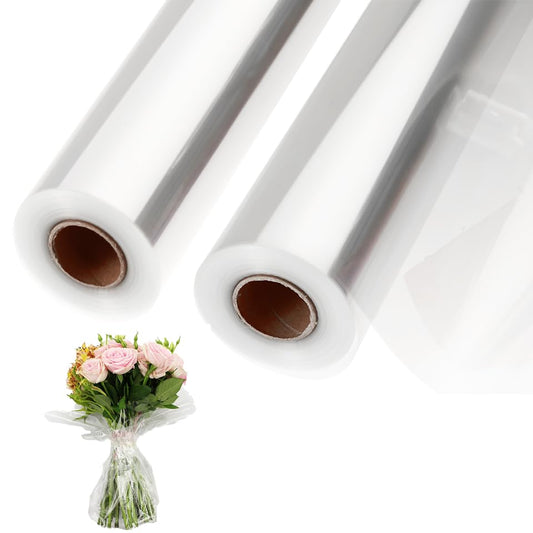 2 Rolls of 35" Wide x 220 Ft Clear Cellophane Wrap Roll, 3 Mil Thick Plastic Transparent Cello Wrapping Paper for Gift Baskets, Flower Bouquets, Large Cellophane Sheets for Gifts, Teats, Arts & Crafts, 5280 Inches Long - color: Clear, size: 1 Count (Pack
