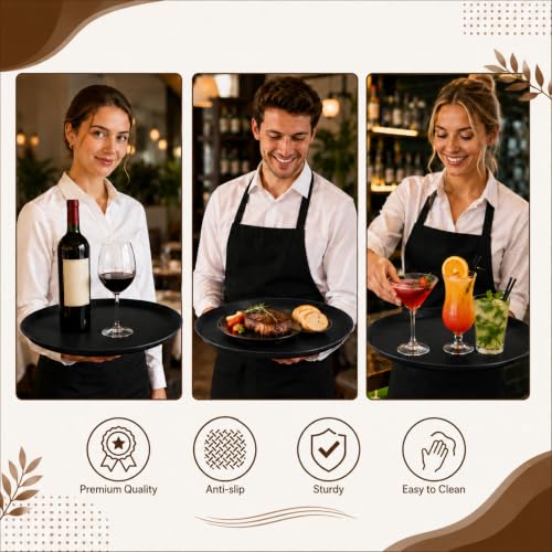 8 Pcs 16'' Restaurant Serving Trays with Non Slip Rubber Lined