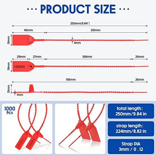 1000 Pcs Plastic Tamper Seals Fire Extinguisher Tags, Red - color: Red, size: 250 month