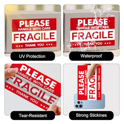 120 PCS Fragile Stickers Handle with Care Labels 4 × 6 Inches Vinyl - style: Style Two