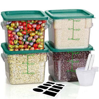 6QT 4PCS NSF Commercial Clear Food Storage Containers with Lids(GREEN) - color: E1-6QT-4PCS-GREEN