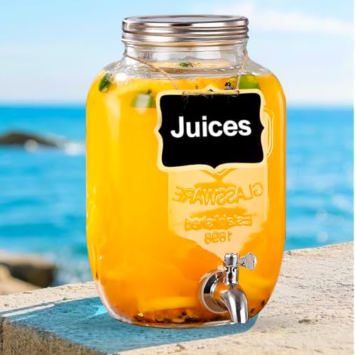 1 Gallon Glass Drinks Dispenser for Parties, Beverage Dispenser for Juice - size: 1 Gallon Dispenser