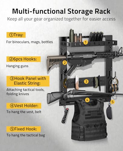 CVLIFE Gun Rack for Wall, Gun Rack Wall Mount with Shelf & Accessory Panel - style: Compact Gun Rack