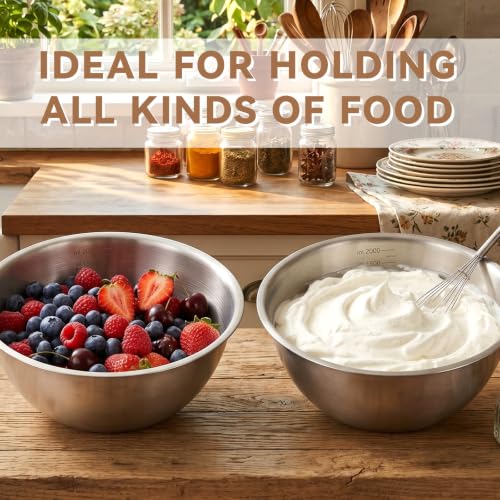MySHUCE12Pcs Stainless Steel Mixing Bowls with Graduations for Kitchen Home