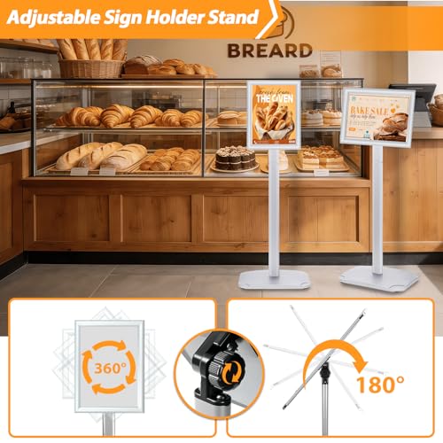 Sign Holder Stand 8.5x11 Inch, Heavy Duty Pedestal Floor Sign Stand - color: Silver, size: 8.5x11 in