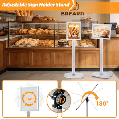 Sign Holder Stand 8.5x11 Inch, Heavy Duty Pedestal Floor Sign Stand - color: Silver, size: 8.5x11 in