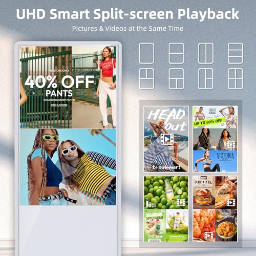 32'' Digital Signage Display Smart Android LCD Sign Kiosk Electronic Menu Board Advertising Display Screen Monitor HDMI WiFi USB 2K Media Video Player (TouchScreen,White) - color: White, size: 32-Inch, style: Touch Screen