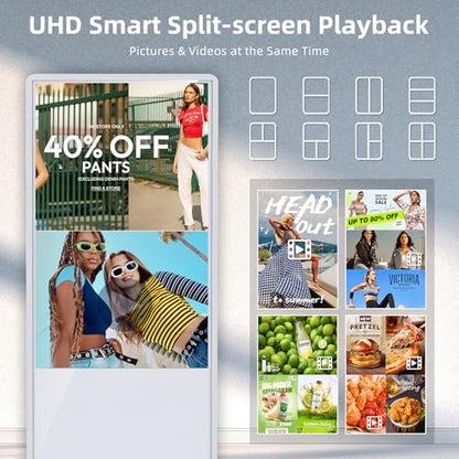 32'' Digital Signage Display Smart Android LCD Sign Kiosk Electronic Menu Board Advertising Display Screen Monitor HDMI WiFi USB 2K Media Video Player (TouchScreen,White) - color: White, size: 32-Inch, style: Touch Screen